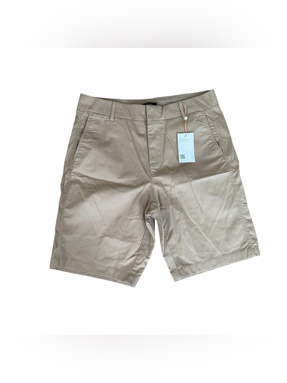 Quince Women's Organic Stretch Cotton Chino Bermuda Shorts Light Khaki Sz 14 NWT